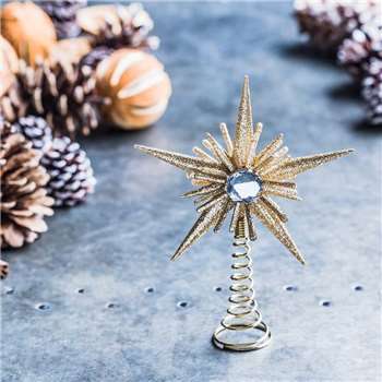 Mini Gold Jewelled Star Tree Topper (H15 x W12 x D4cm)