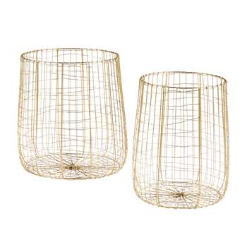 MIRA 2 Gold Metal Wire Baskets (47 x 44cm)