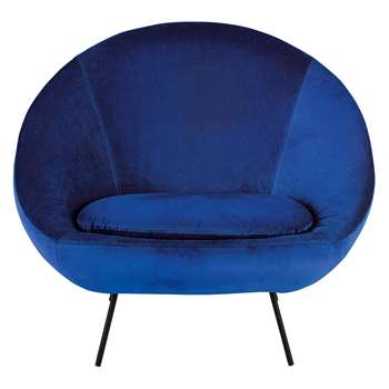 Misty Cobalt Blue Velvet Armchair (H86 x W105 x D72cm)
