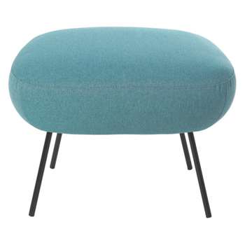 Misty Teal blue fabric footstool