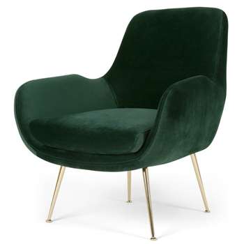 Moby Accent Armchair, Pine Green Velvet (H87 x W73 x D76cm)