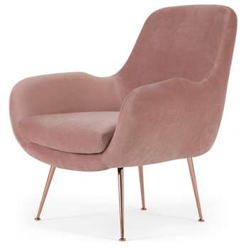 Moby Accent Chair, Vintage Pink Velvet (H87 x W73 x D76cm)