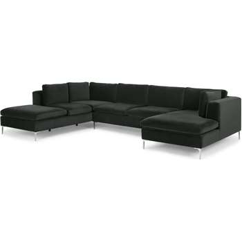 Monterosso Left Hand Facing Corner Sofa, Dark Anthracite Velvet (H80 x W351 x D230cm)