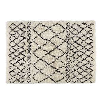 Mounia Ecru /cotton And Wool Berber Rug In Black (200 x 140cm)