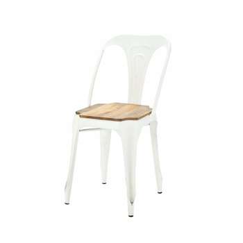 MULTIPL'S Mango Wood and White Metal Chair (83 x 41cm)
