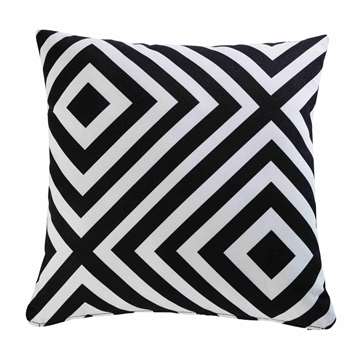 NAHIRA Garden Cushion with Black and White Geometric Motifs (H45 x W45cm)