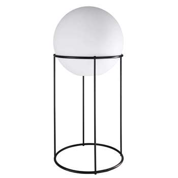 NEW MOON black metal lamp with white sphere (88 x 40cm)