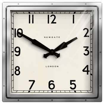 Newgate Quad Wall Clock, Silver (H40 x W40 x D9cm)