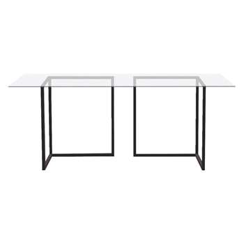 Nic Large glass and black metal desk (Width 180cm)