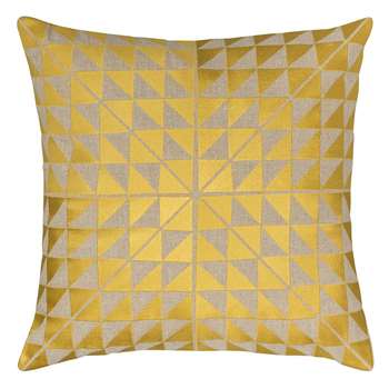 Niki Jones - Geocentric Cushion - Gold & Natural (50 x 50cm)