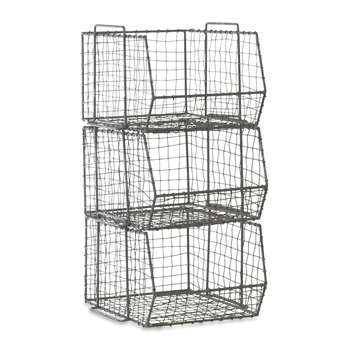 Nkuku - Distressed Grey Locker Room Stacking Shelf - Set of 3 (H64 x W33 x D38cm)