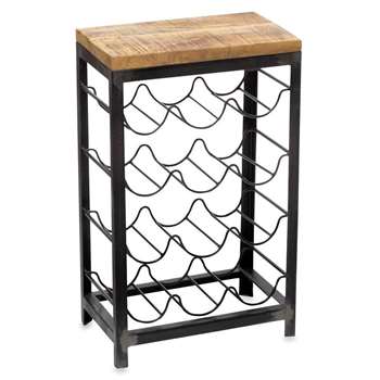 Nkuku - Obra Industrial Wine Rack - Mango Wood (H65 x W41 x D25cm)