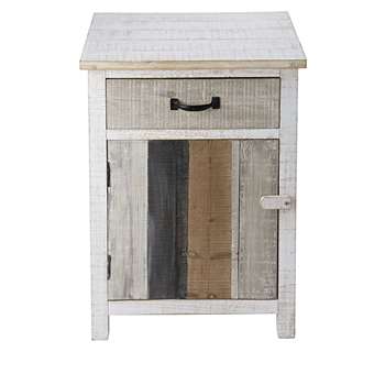 NOIRMOUTIER Bleached pine 1-door 1-drawer bedside table (60 x 45cm)