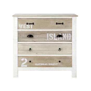 NOIRMOUTIER Wooden chest of drawers in white (86 x 90cm)