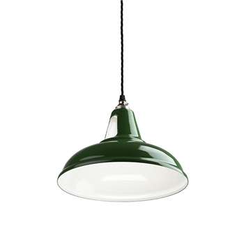 Old School Electric - British Spun-Steel Factory Pendant - Green (H17 x W28 x D28cm)