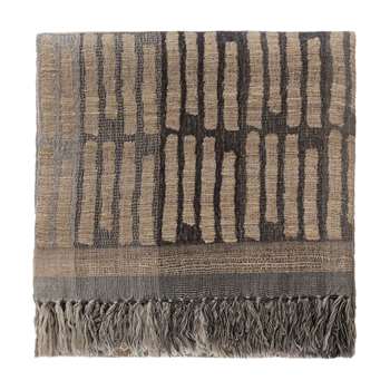 Orchha Wool Blanket, Grey, Black & Natural (145 x 150cm)