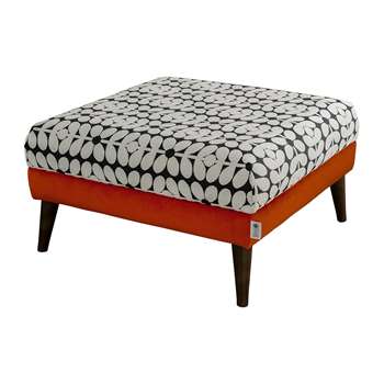 Orla Kiely - Flynn Pouf - Glyde Tomato/Sixties Stem Charcoal (H40 x W75 x D75cm)