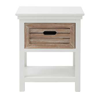 OUESSANT Wooden bedside table with drawer in white (47 x 40cm)