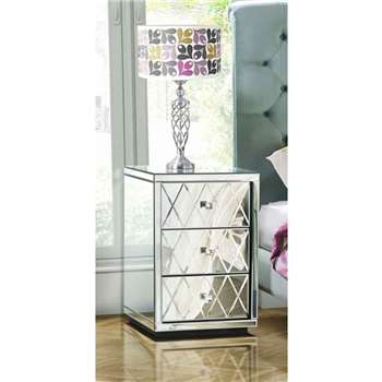 Pair KNIGHTSBRIDGE Mirrored Bedside Tables with 3 Drawers (66 x 45cm)
