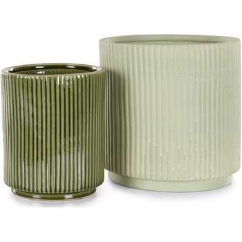 Palm Set of 2 Plant Pots, Mint and Green (H24 x W24 x D24cm)