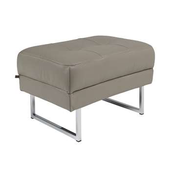 Paris leather footstool dove grey (43 x 66cm)