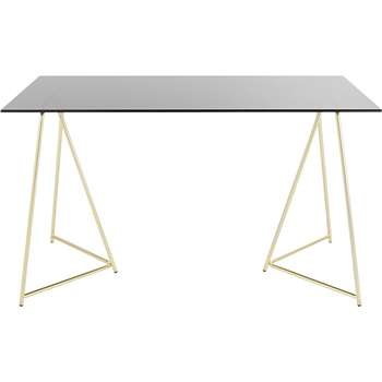 Patrizia Desk, Brass and Black Glass (76 x 130cm)