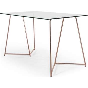 Patrizia Desk, Copper and Clear Glass (76 x 130cm)