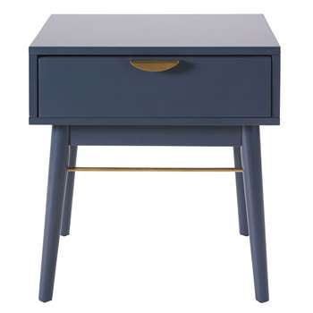 PENELOPE Dark Blue 1-Drawer Bedside Table (H50 x W45 x D35cm)