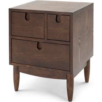 Penn Multi-Drawer Bedside Table, Dark Stain Ash (55 x 42cm)