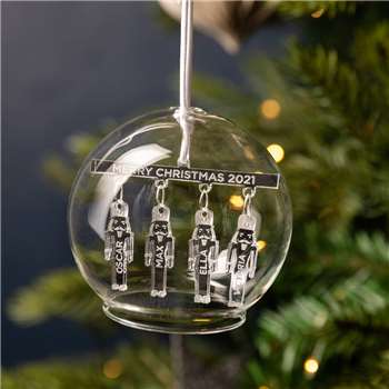 Personalised Nutcracker Family Glass Dome Bauble (H8 x W8 x D8cm)