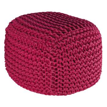 Pink woven wool pouffe BALTIQUE (40 x 45cm)