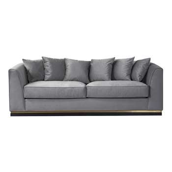 Pino Three Seat Sofa  - Dove Grey - Brass Base (H76 x W217 x D93cm)