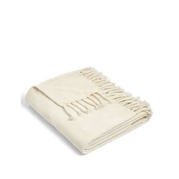 Plain Chenille Throw, Cream (150 x 185cm)