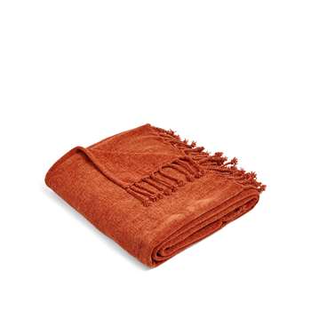 Plain Chenille Throw, Terracotta (150 x 185cm)