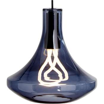 Plume Pendant Lamp and Plumen 001 Bulb, Smoke Blue (H139 x W30 x D30cm)
