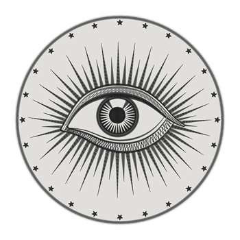 PODEVACHE - Black Bombay Round Vinyl Floor Mat (Diameter 99cm)