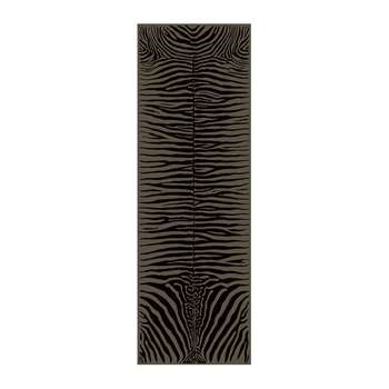 PODEVACHE - Zebra Rectangular Vinyl Floor Mat - Brown (H66 x W198cm)