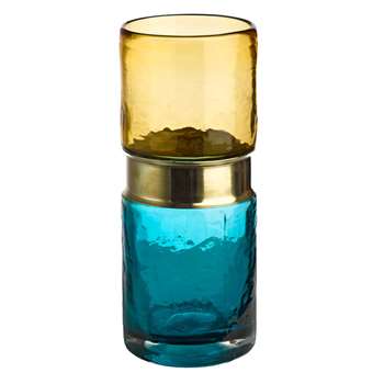 Pols Potten - Belt Vase - Aqua/Brass (H26 x W11 x D11cm)