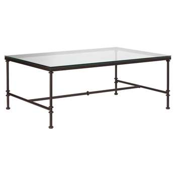 Pompidou Metal and Glass Coffee Table, Small - Glass (45 x 120cm)