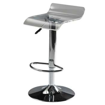 POP ART Chrome finish metal and acrylic plastic bar stool (65 x 39cm)