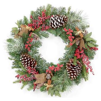Premier Decorations Natural Frosted Wreath Berry Cone (H50 x W50 x D10cm)