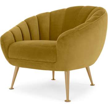 Primrose Accent Chair, Vintage Gold Velvet (H76 x W88 x D79cm)