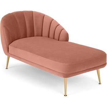 Primrose Right Hand Facing Chaise Longue, Velvet Blush Pink (H78 x W86 x D154cm)