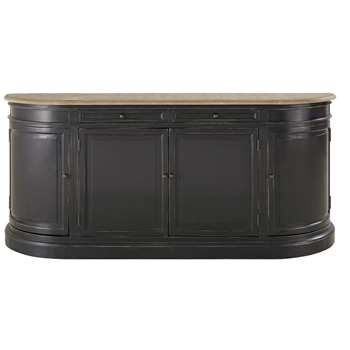 Provence - Black Recycled Pine 4-Door 2-Drawer Sideboard (H85 x W190 x D45cm)