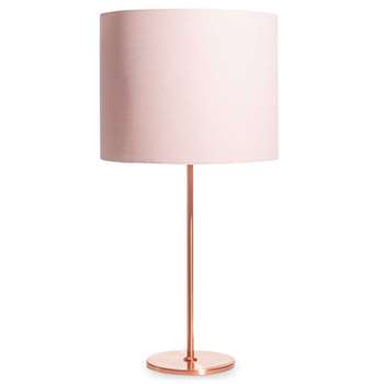 QUEENS copper-coloured metal lamp with pink shade (54 x 28cm)
