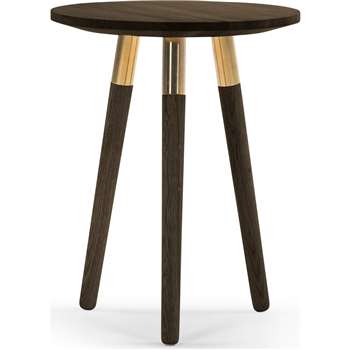 Range Side Table, Dark Stain Ash Veneer and Brass (55 x 43cm)