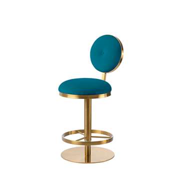 Ravello Bar Stool - Brass - Teal (H91 x W42 x D55cm)