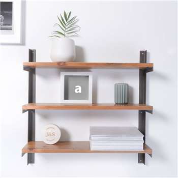Reclaimed Wood And Steel Industrial Style Shelf Unit (H60 x W60 x D15cm)