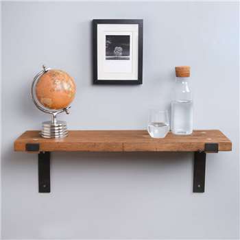 Reclaimed Wood Industrial Style Heavy Duty Shelf (H4 x W80 x D23cm)