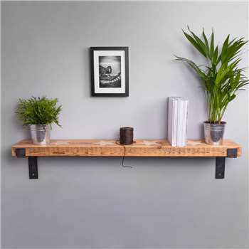 Reclaimed Wood Industrial Style Star Shelf (H5 x W117 x D18cm)